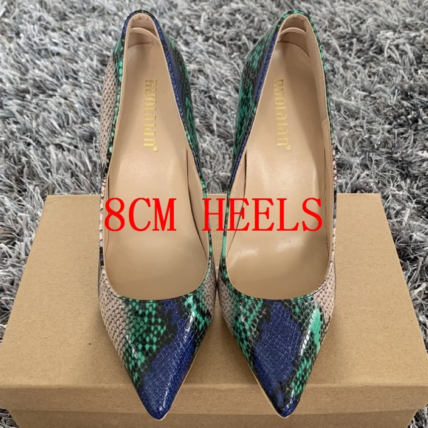 BP-swal 8cm 12/10/8 см; пикантные туфли из рельефной змеиной узор Для женщин острый носок и высокий каблук женские слипоны туфли-лодочки на шпильке; модная женская обувь для ночного клуба - Цвет: BP-swal 8cm