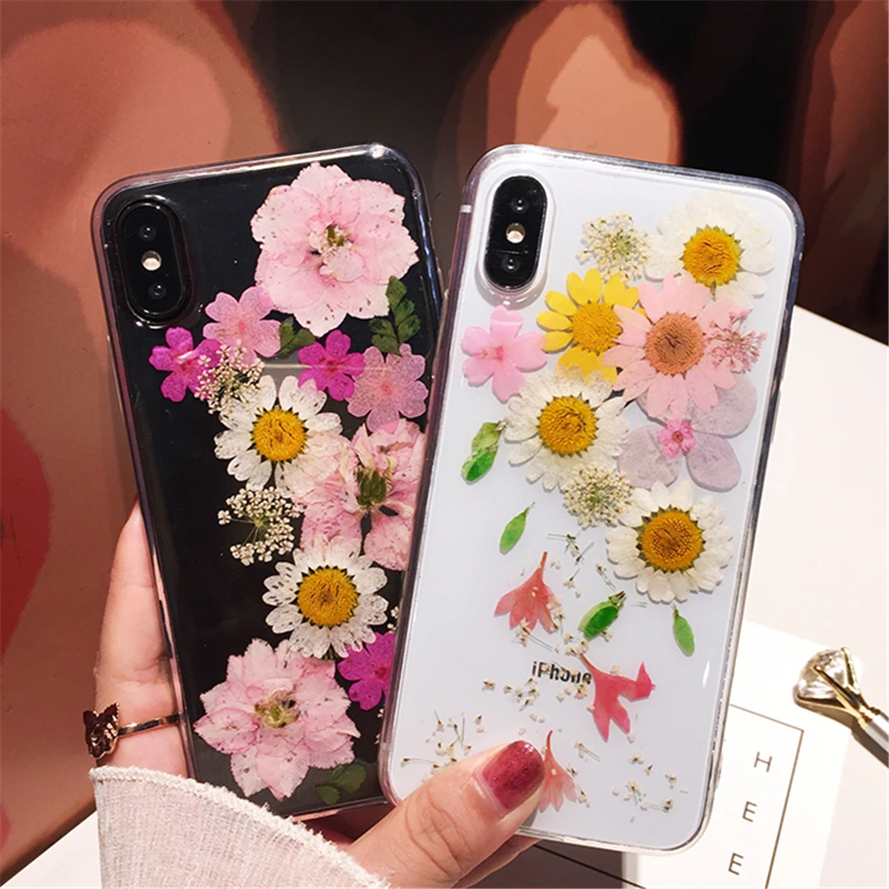 qianliyao real dry flower phone case for iphone 12 soft case for iphone x xs xr xs max 6s 7 8 plus 11 pro max se handmade cover free global shipping