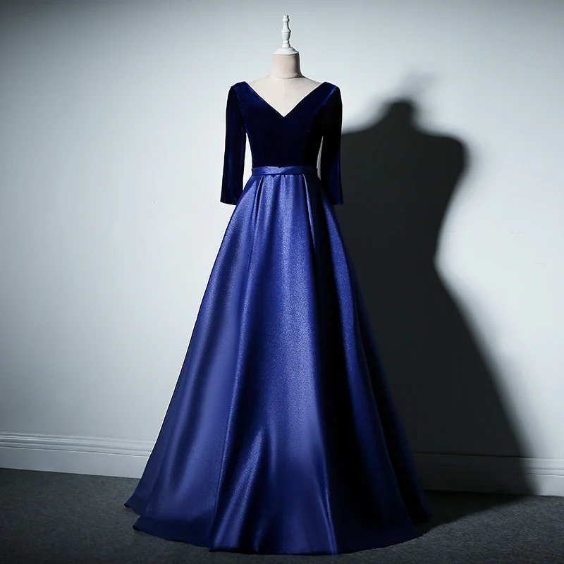 Женское вечернее платье с длинным рукавом и V образным вырезом|formal evening gowns|long formal