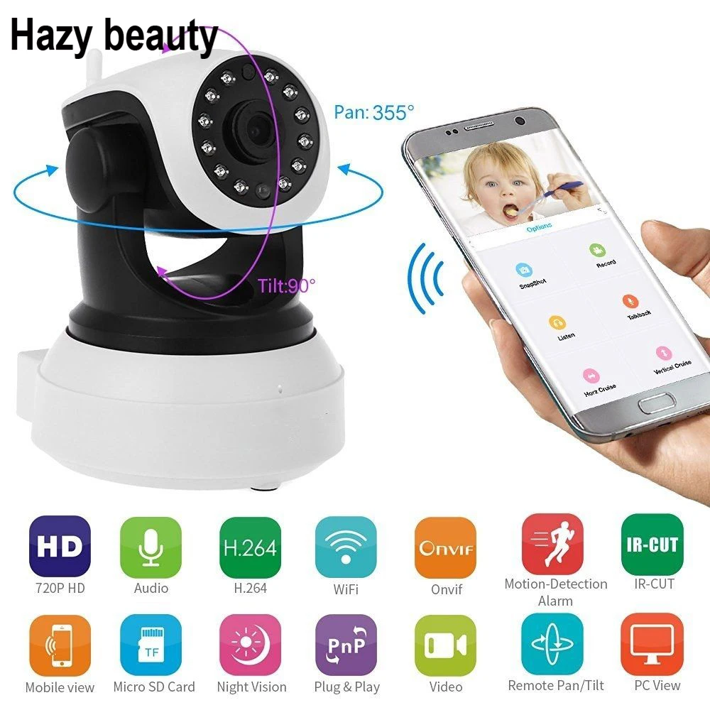 IP-камера JCWHCAM HD Беспроводная с функцией ночного видения 720P | Безопасность и защита