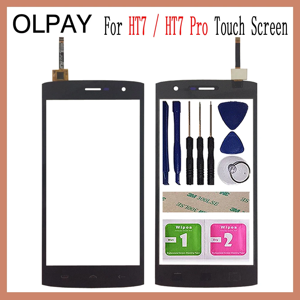 OLPYA 5,5 ''Переднее стекло телефона для HOMTOM HT7/HT7 Pro сенсорный экран стекло дигитайзер панель объектив сенсор инструменты клей+ салфетки