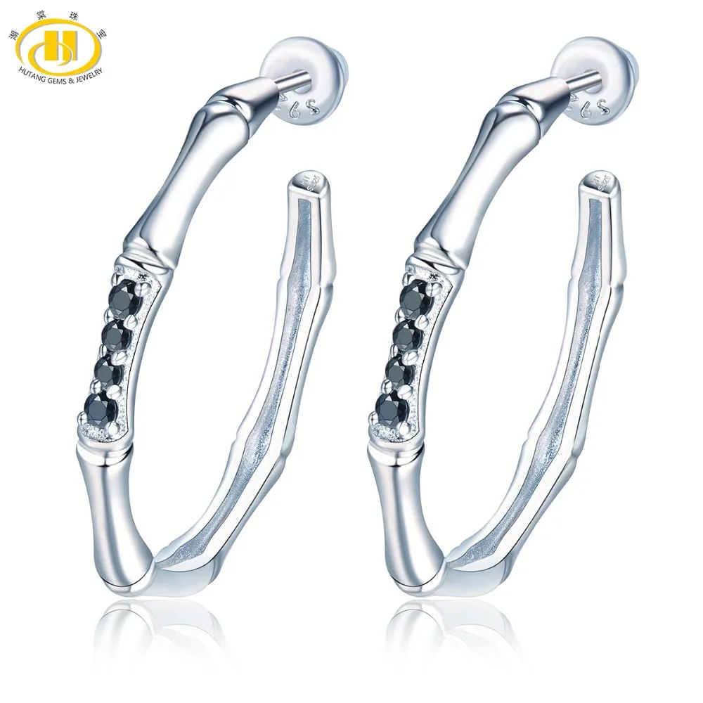 Серьги клипсы Hutang из серебра 925 пробы с натуральным драгоценным камнем модные
