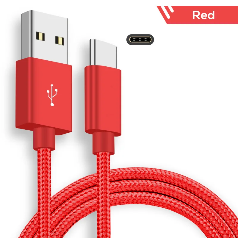 SUPTEC 2 м 3 м usb type C кабель для samsung S9 S8 Note 9 2A Быстрая зарядка type-C кабель зарядного устройства для huawei Xiaomi Mi 8 Oneplus 6T 6 - Цвет: Red
