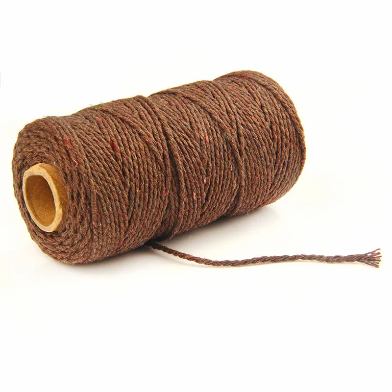 Coffee Cords 91 м(100 ярдов) цветная плетеная хлопковая Веревка DIY Ручная подарочная упаковка бирка для украшения свадебной вечеринки шнуры для украшения цветов - Цвет: Coffee Cords