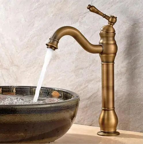 antique bronze Antique bronze basin faucet plus high basin single lever hot and cold copper full of European retro faucet free shipping - Цвет: antique bronze