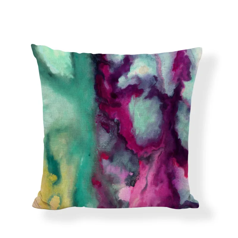 Прямая поставка Акварельная наволочка розовая красная фиолетовая синяя зеленая