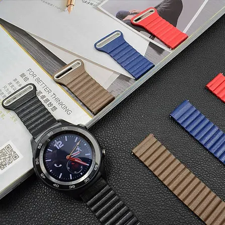 Ремешок кожаный магнитный для наручных часов браслет huawei watch 2 Sport Classic Samsung Gear S3