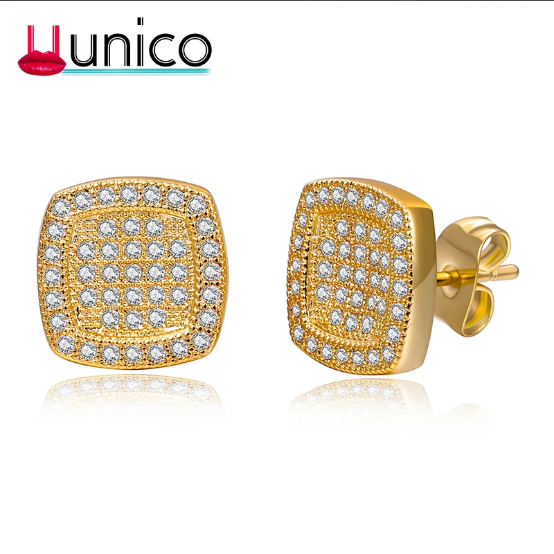

UUNICO European and American fashion jewelry round & square stud earrings AAA zircon Valentine's Day gift Boucles d'oreilles k87