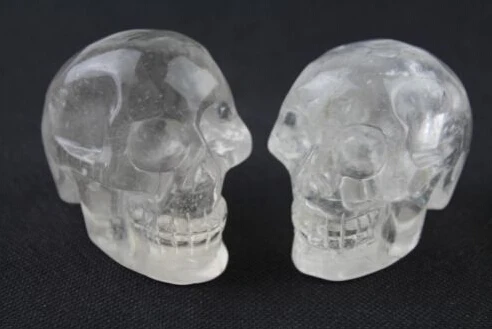 2pcs Natural white quartz crystal skull to heal
