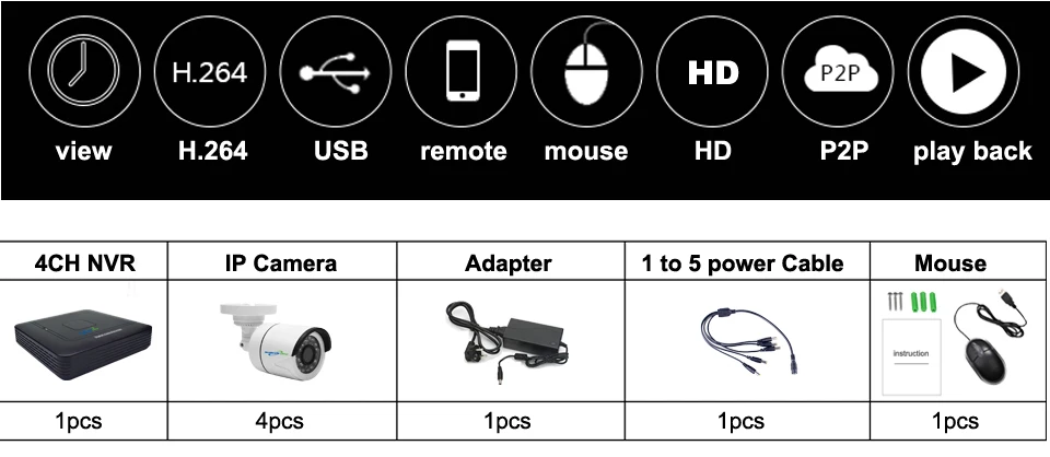 4 канала 1080P NVR комплект с 4 шт наружная CCTV IP камера 720P сетевой видеорегистратор набор домашняя система наблюдения
