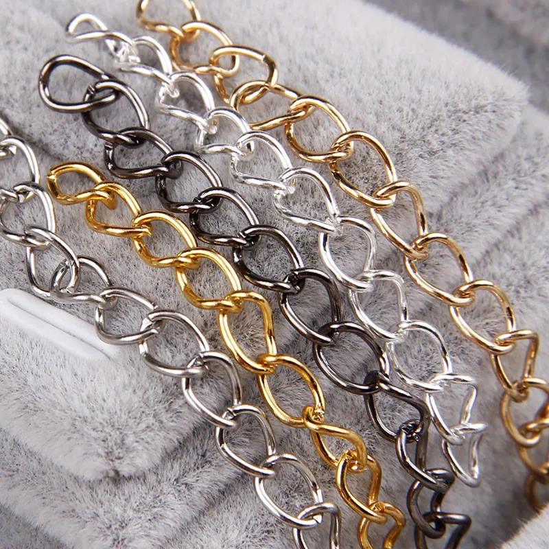 

Цепочки для ожерелий, 50 шт., 0,7x3,6x5 мм, для самостоятельного изготовления ювелирных изделий, золотистого/серебристого цвета, металлическая це...