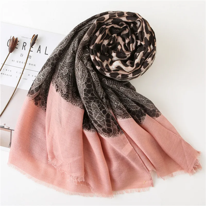 Шаль из вискозы с леопардовым принтом милым животным узором шарф для женщин