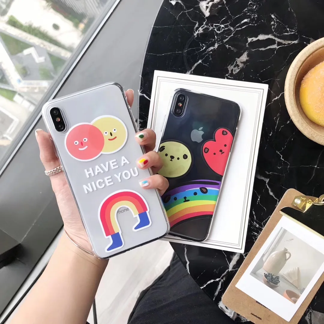 INS Корея смайлик клоун хороший чехол для телефона iphone Xs MAX XR X 6 6s 7 8 plus простой