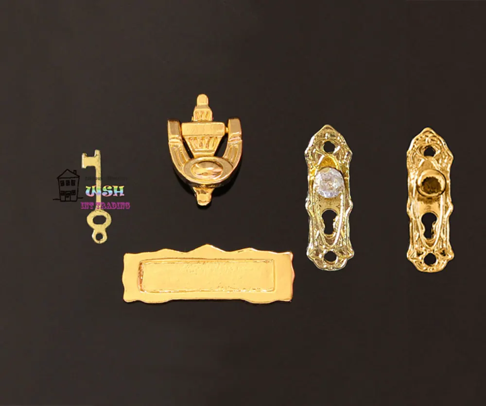 Миниатюрные аксессуары для дверей 1:12 Dollhouse металлические дверные ручки ключ