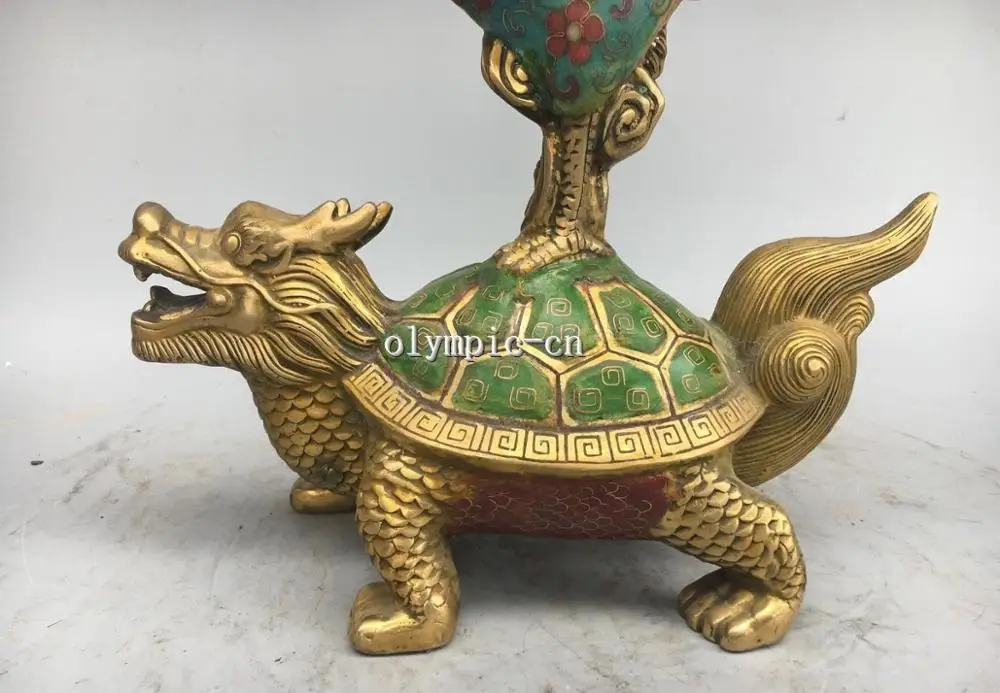 Пара 13''Bronze клуазоне бусина Главная Фэншуй благоприятная птица Феникс на