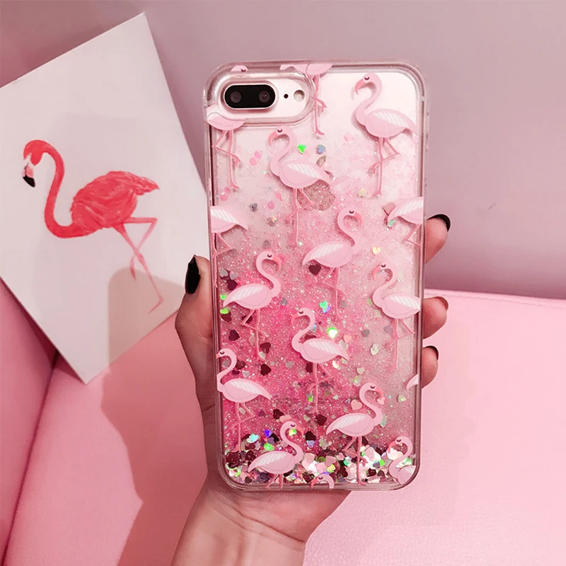 WHAY 8 Plus для iphone чехол жидкий Блестящий песок Фламинго чехлы плюс Роскошный