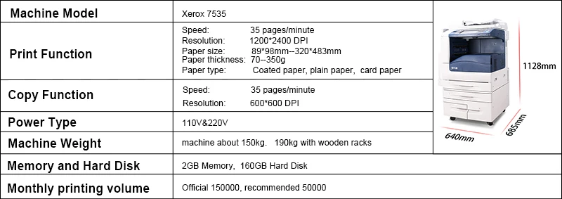 Копировальный аппарат WC7535 для Xerox A3+ цветной принтер
