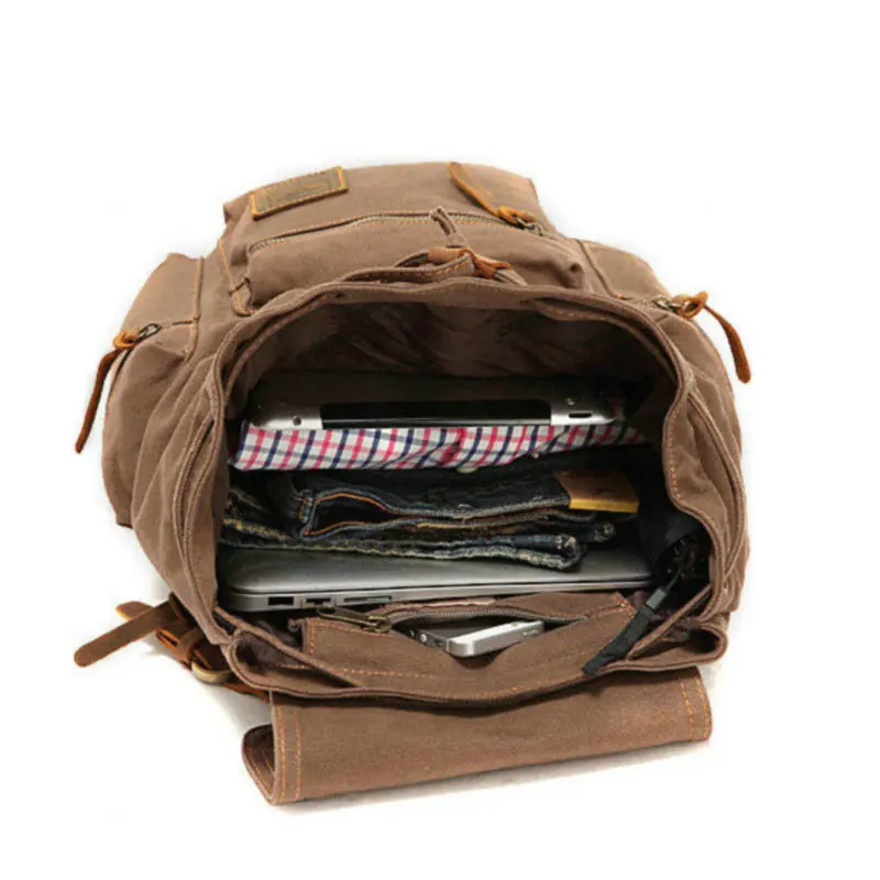 Модный винтажный холщовый рюкзак для мужчин школьный ранец дорожные сумки