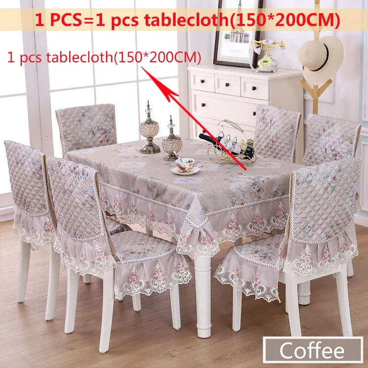 Coffee1pcs-150x200cm 13 шт./компл. жаккардовые Скатерти комплект Обложка 150x200 см кружево стул с козырьком, декорированные Свадебный комплект в пасторальном Стиль palcemats прямоугольник скатерть - Цвет: Coffee1pcs-150x200cm