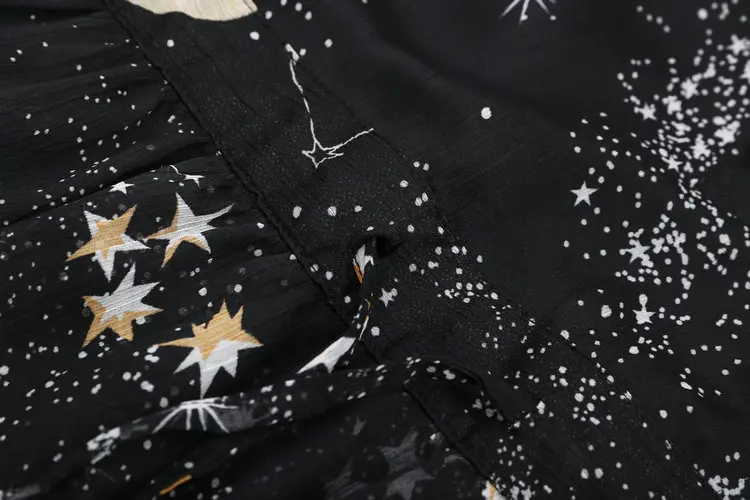 Новые женские платья Новые сексуальные талии Drawstring модные элегантные прозрачные звезды небо высокое качество vestidos LTD83003