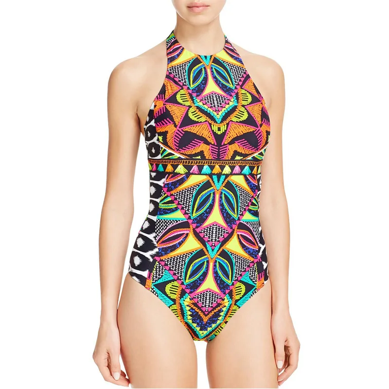 Женские Купальники с принтом бандажные купальники лямкой на шее пляжные