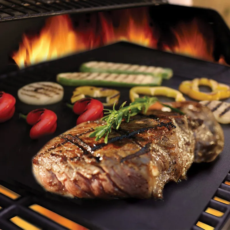 1PCS Reusable Non-stick BBQ Grill Roast Mat Barbecue Baking Liners Teflon Sheet Cooking Sheets Outdoor Accessories KC1391 | Дом и сад