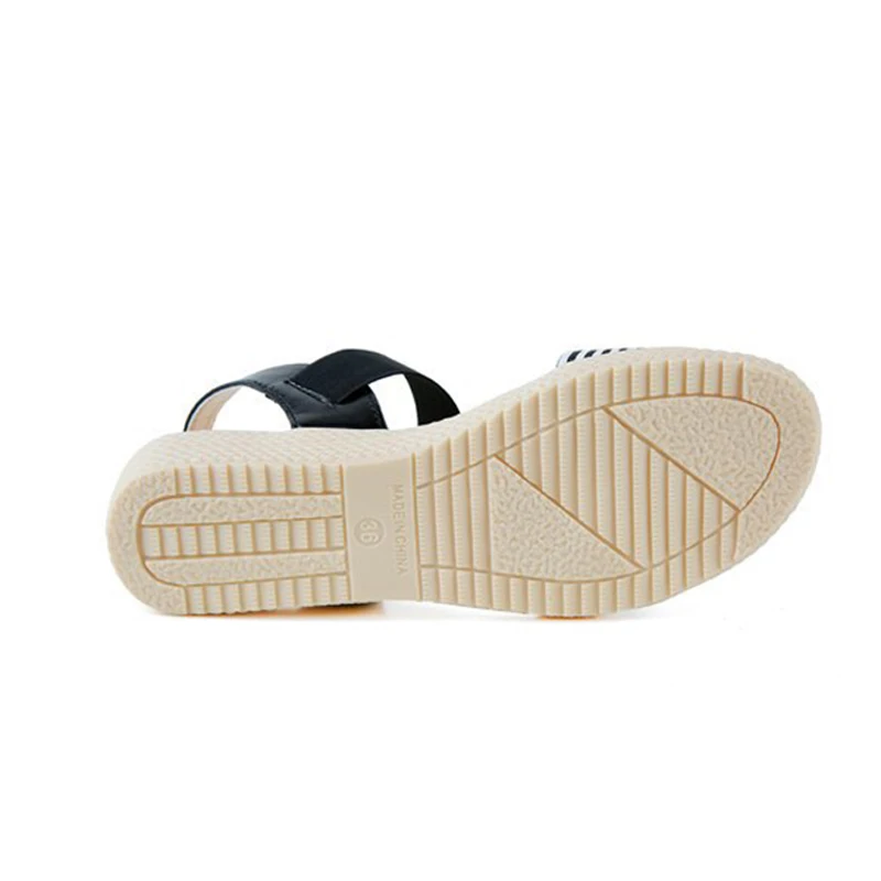 Сандалии женские на танкетке удобная повседневная Летняя обувь в полоску