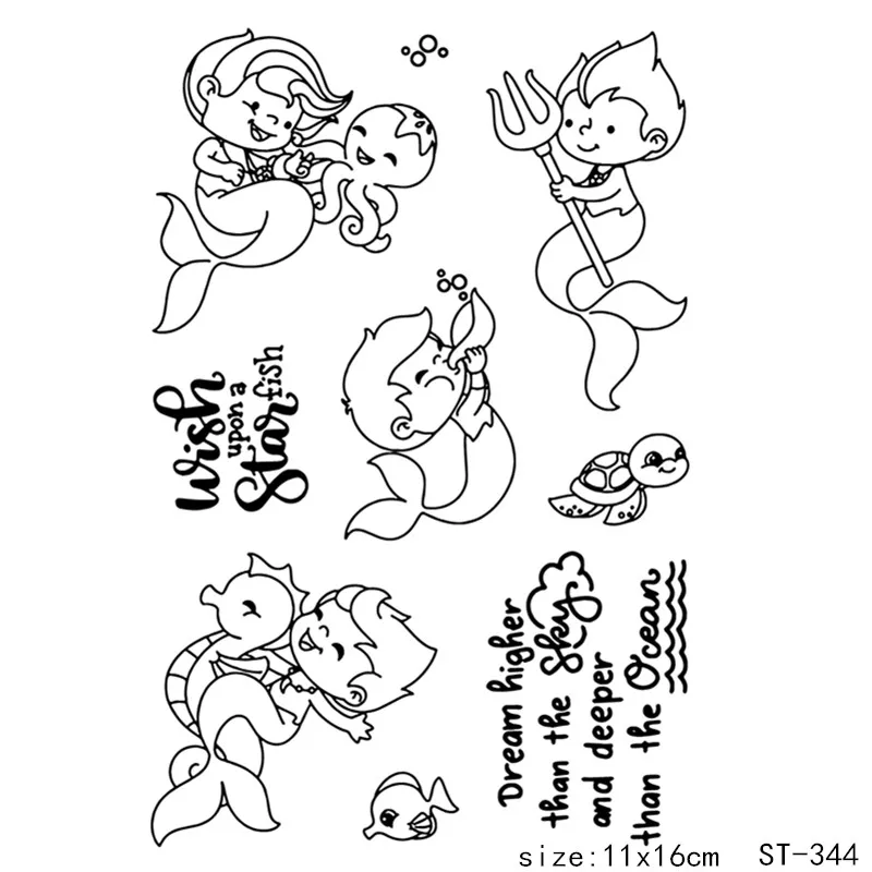 

ZhuoAng Ocean Baby Rubber Clear Stamps and Cutting Dies Set for Scrapbooking Photo Album Card Making DIY Decoration Supp