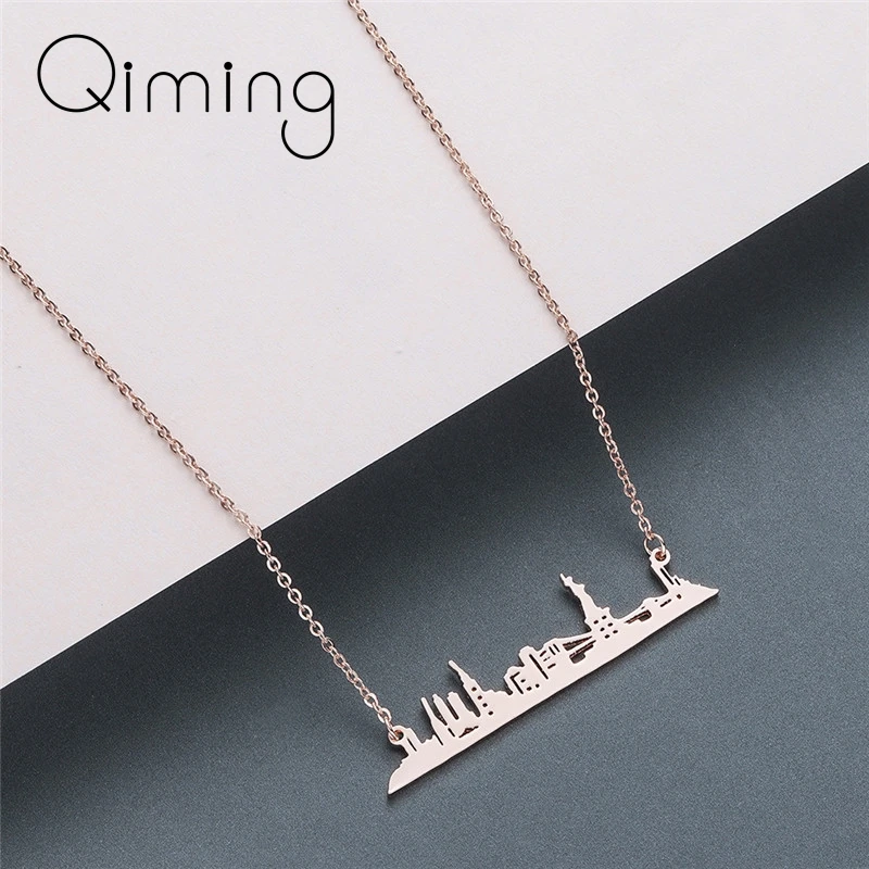 Женское золотое ожерелье в Нью Йорке простое с подвеской американском стиле