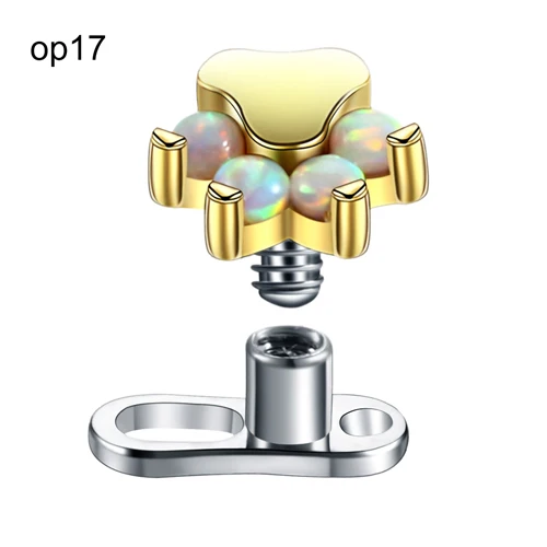 S0610 1 шт. G23 титановый опал микро ДЕРМАЛЬНАЯ база якоря со стальным кошачьим коготь демальный якорь Топ пирсинг титановый корпус ювелирные изделия-пирсинг - Окраска металла: S0610