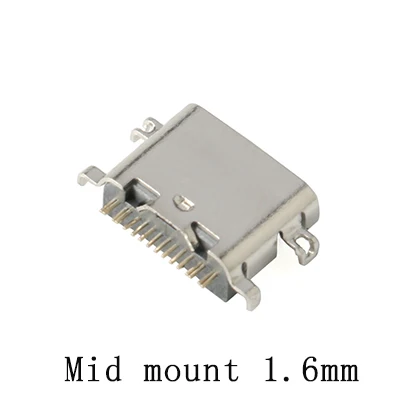 Mid Mount 1.6MM 20/10 шт. USB-3.1 USB Тип разъёма C горизонтальный Mid крепление 16P Женский 1,6 мм через доска 0,8 мм для USB зарядное устройство адаптер DIY Тип C - Цвет: Mid Mount 1.6MM
