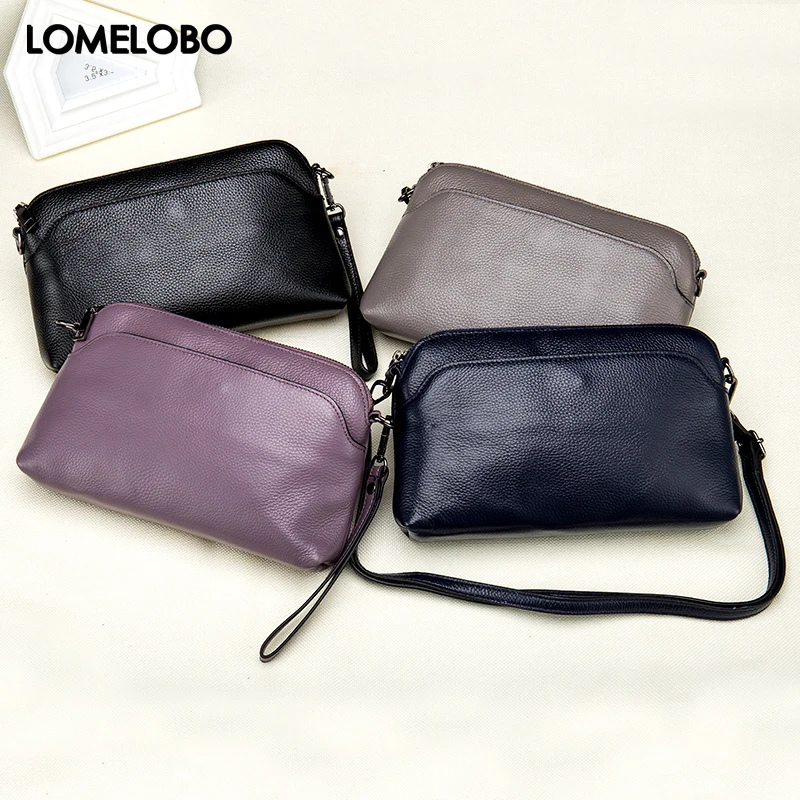 

Lomelobo Female Genuine Leather Shoulder Bag Lady Small Hobos Bag Women's Simple Crossbody Handbag Designer Clutch Bags H1BL6113
