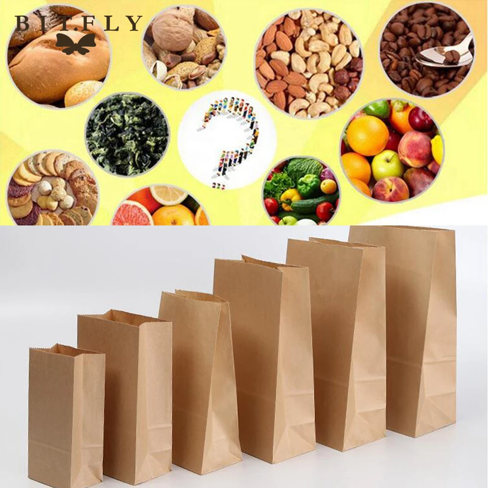 

50pcs Kraft Paper Bags Food tea Small Gift Bags toaster Sandwich Bread Bags Party Wedding supplies Wrapping Gift takeout Bags