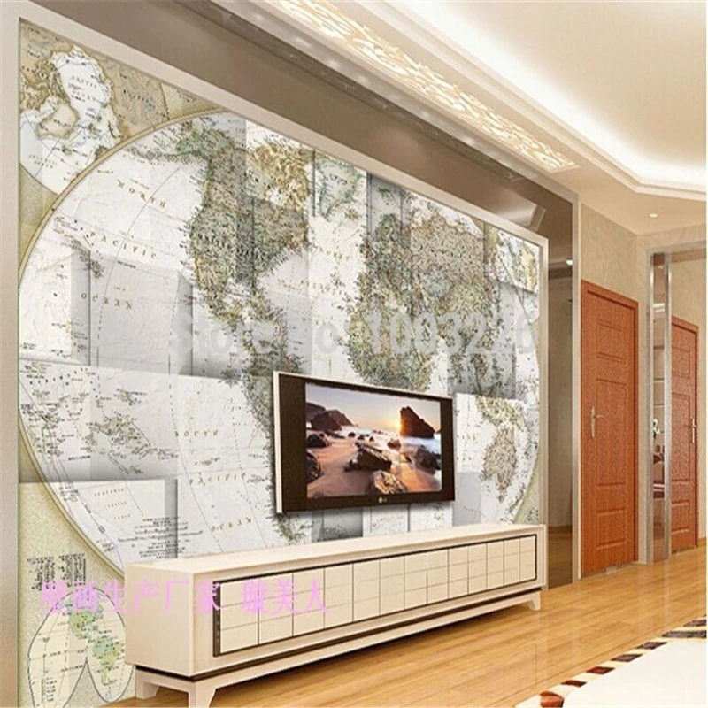 3D карта мира beibehang Настенная водопад ТВ фон стереоскопическая фотография пейзаж