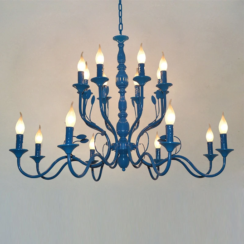The American village living room chandelier Mediterranean style bedroom garden lamp simple European Restaurant Candle Chandelier | Лампы и