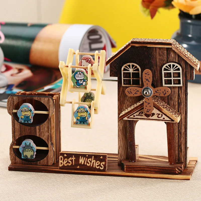 Творческий вращающийся ветряная мельница держатели ручек Multi Функция деревянный