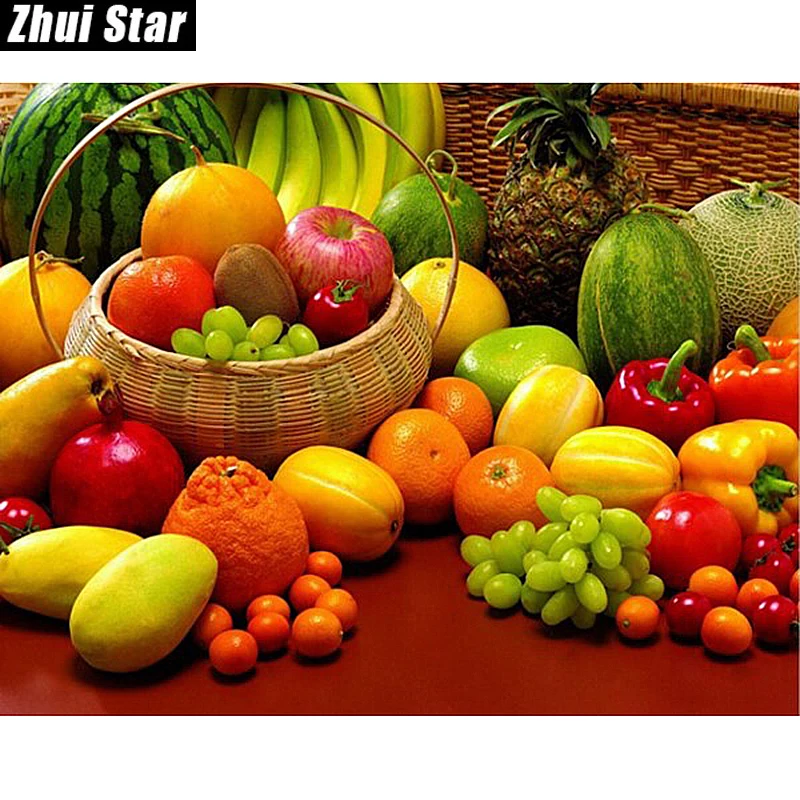 Чжуй со звездным принтом площадь дрель 5D DIY алмазная живопись &quotФрукты&quot ручной