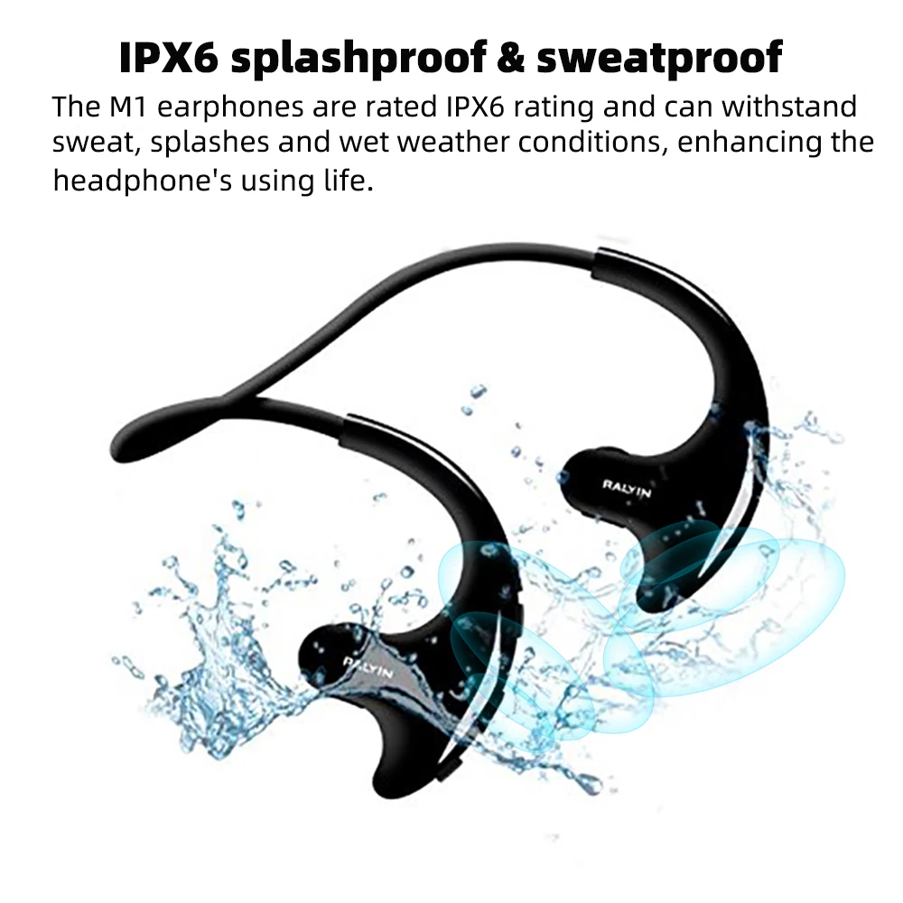 RALYIN портативный Mp3 музыкальный плеер Спортивные Беспроводные наушники Bluetooth наушники Встроенный 8 Гб памяти гарнитура для бега тренажерный зал