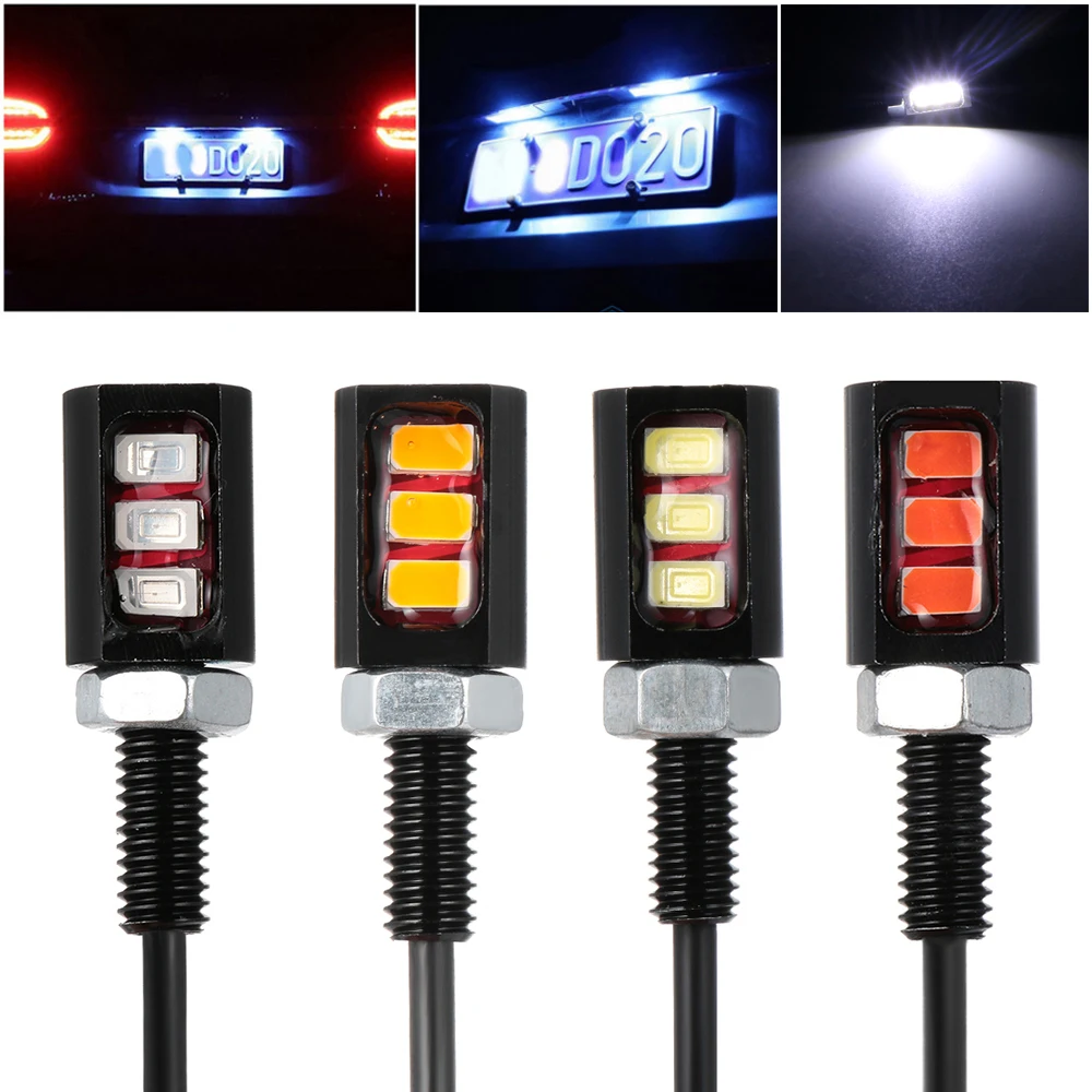 2 предмета 12V 3LED универсальный автомобиль мотоцикл номерной знак на шурупе-болте светильник лампа номерной знак светильник