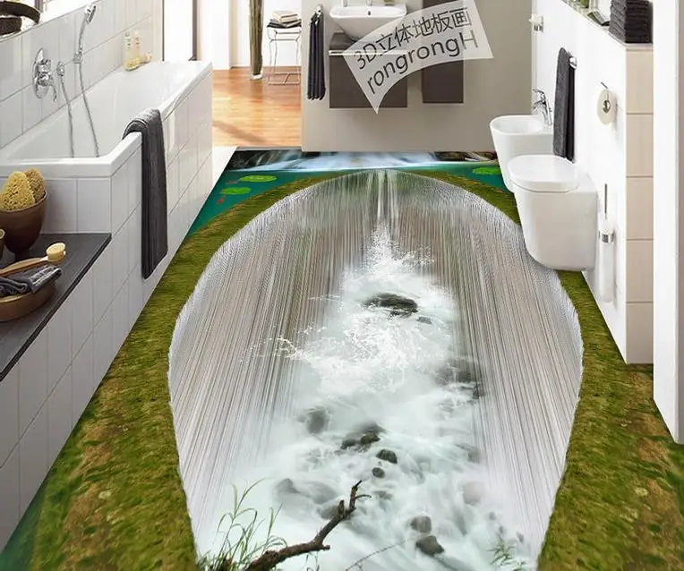 3d напольный фон обои на заказ водопад карп напольная плитка ПВХ Самоклеящиеся