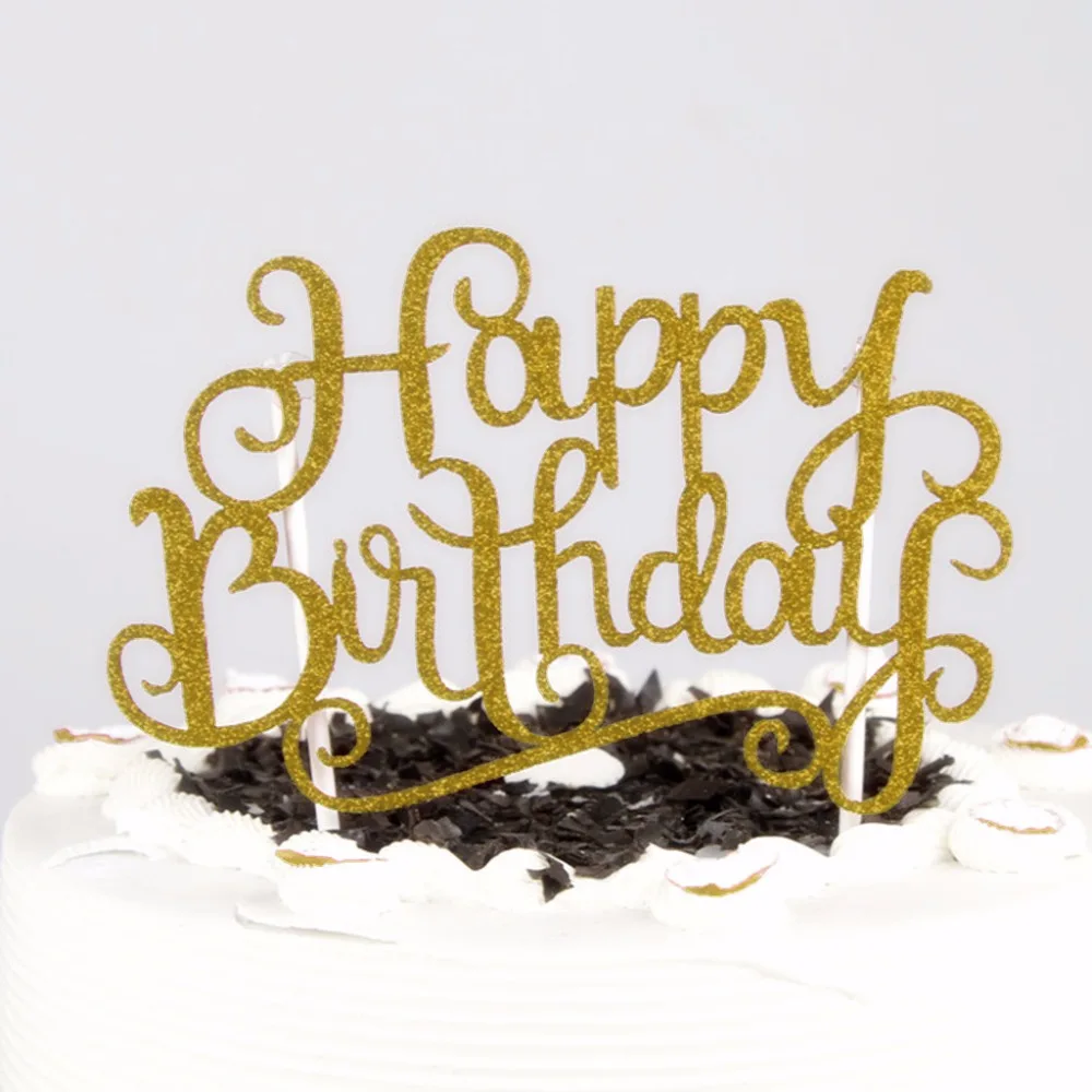 Ослепительная открытка с надписью «Happy Birthday» и наклейкой для украшения торта