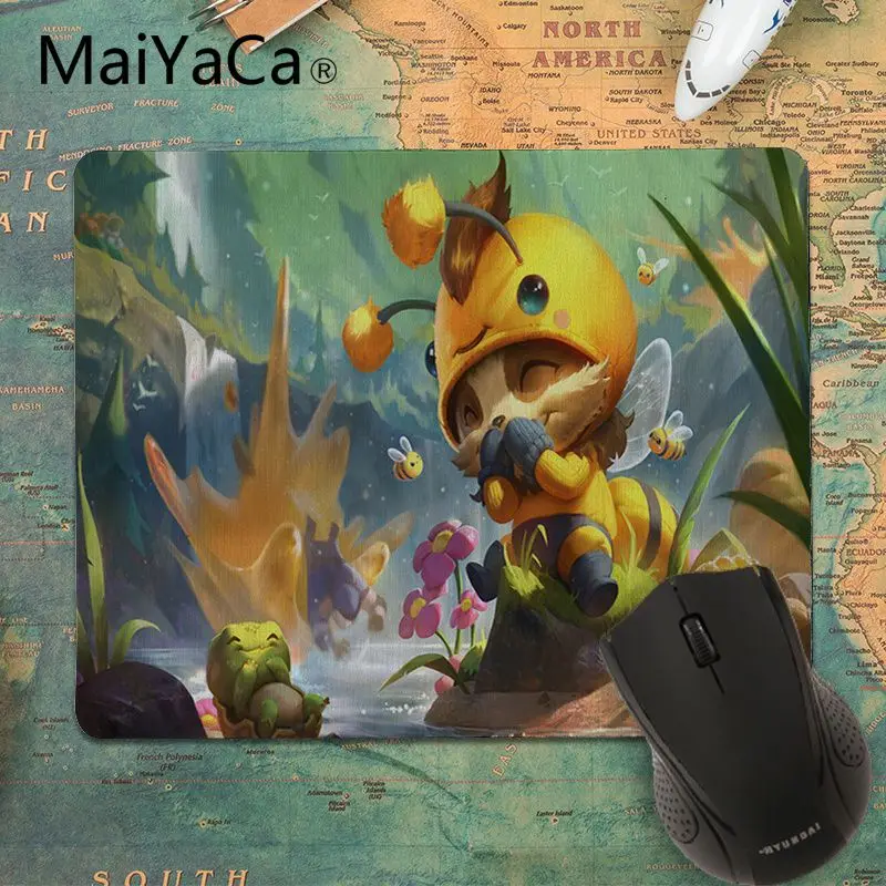 MaiYaCa League Of Legends Teemo заказной Ноутбук игровой маленький резиновый коврик для мыши ПК Компьютерная мышь коврик для ПК ноутбук