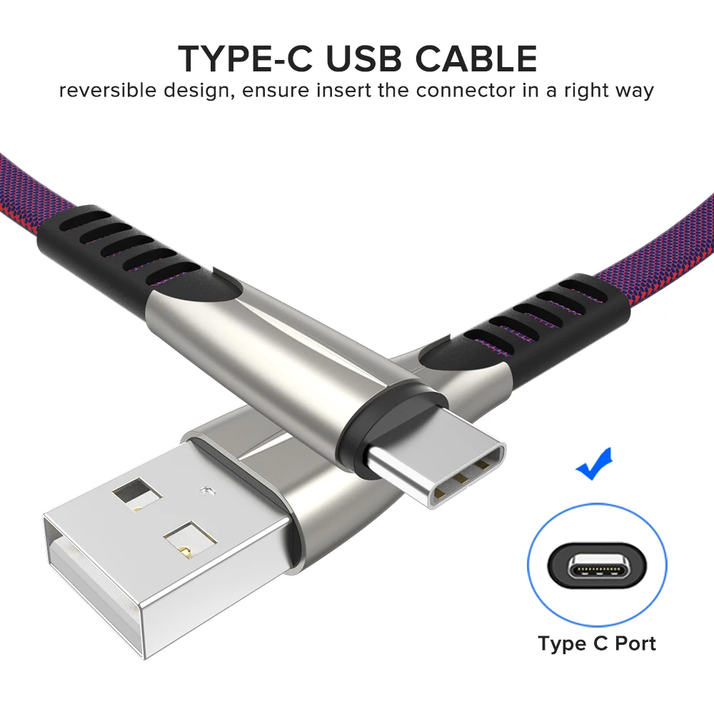 Кабель type C USB Tipo для Xiaomi 10 9 8 SE провод синхронизации данных мобильного телефона 2.4A