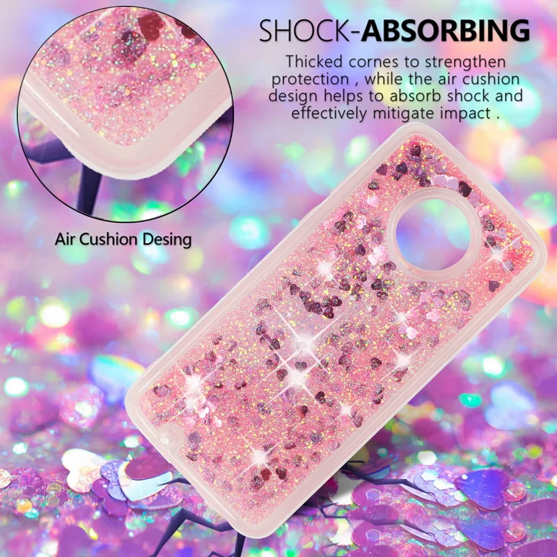 NOWAL Glitter Bling Stars Hearts Case For Motorola Z2 Play G6 Liquid Quicksand Soft TPU Clear Cover Moto G5S G5 Plus |