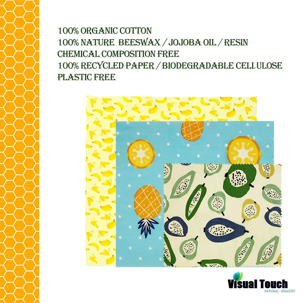 Визуальный контакт смешанный фруктовый пчелиный воск обертка s многоразовый