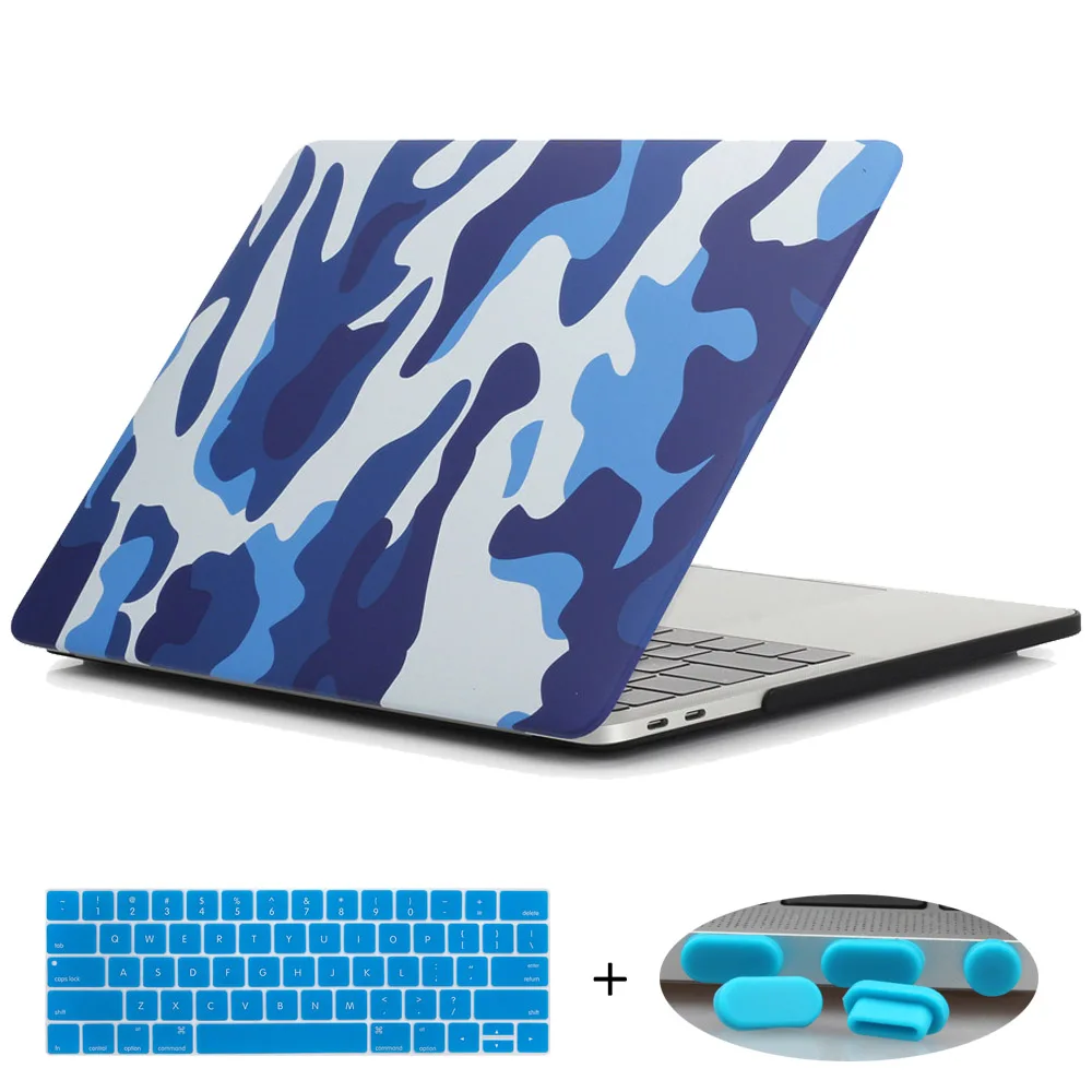 Жесткий чехол Redlai для Macbook Air Pro retina 11 13 15 New Pro 13 15 Touchbar чехол для ноутбука - Цвет: Camouflage Blue