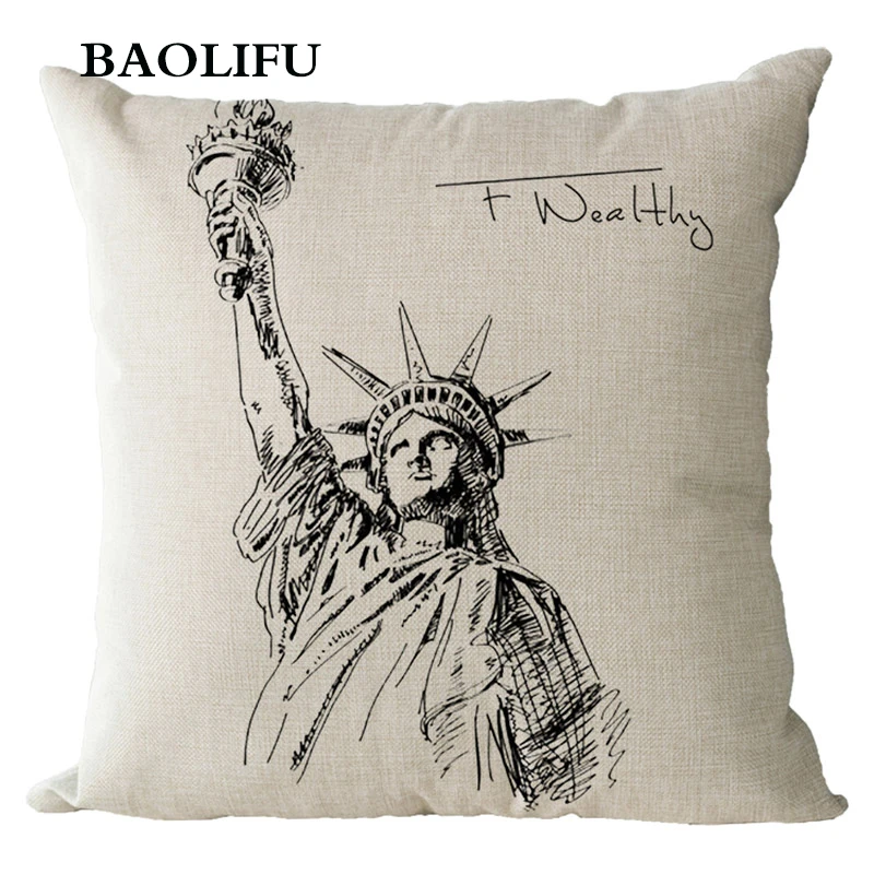 BAOLIFU эскиз из хлопка и льна с рисунком Эйфелевой башни наволочка квадратной формы
