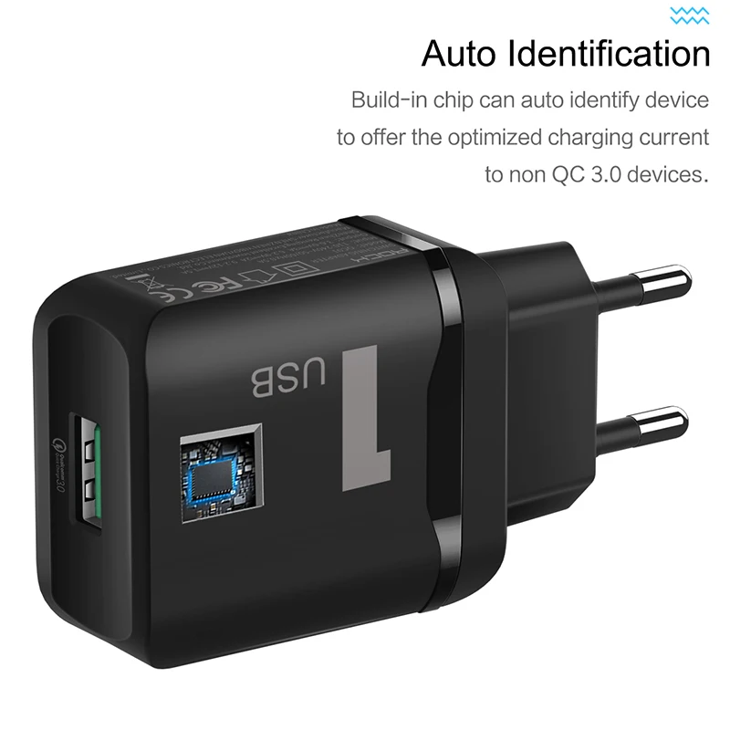 ROCK 18W QC3.0 быстрое USB зарядное устройство быстрая зарядка FCP 3 0 для мобильного