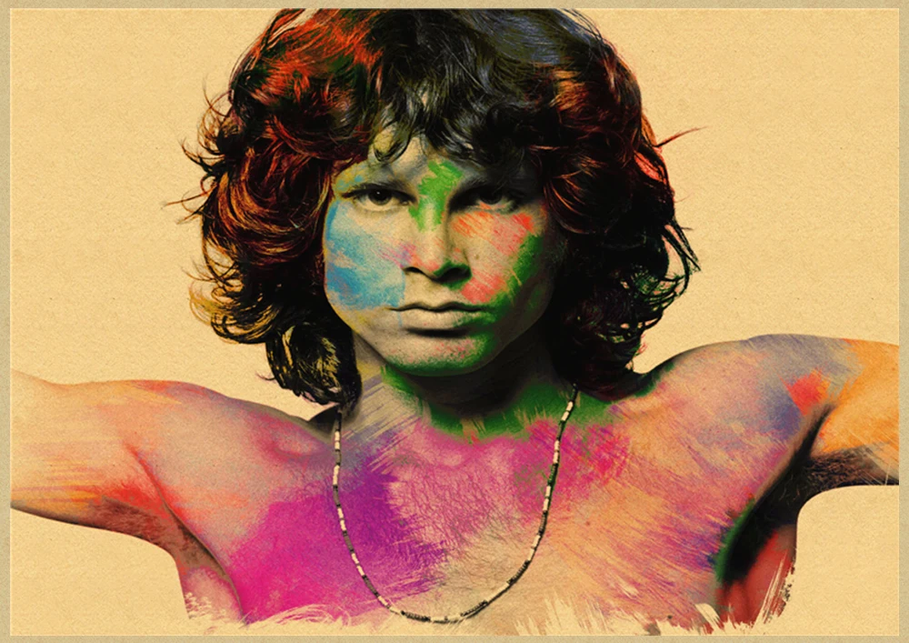 Винтаж Ретро Рок-Группа Музыка двери Jim Morrison матовая крафт-бумага плакат стены стикеры домашний декор - Color: Silver