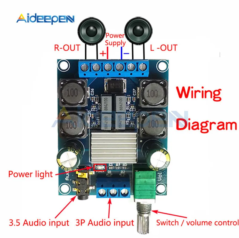DC 4.5V-27V TPA3116D2 2x50W Dual Channel Digital Stereo Power Amplifier Board Audio Volume Control Module 50W + UP | Инструменты